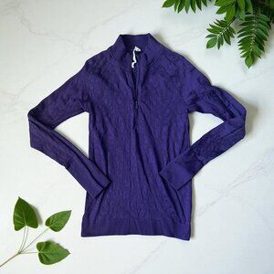LULULEMON Purple Floral Zip Long Sleeve Shirt Top Sz 8